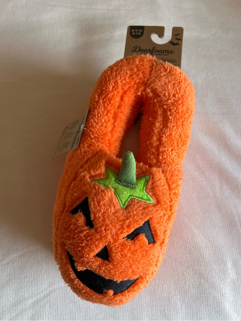 Dearfoams Orange Pumpkin Slippers- Cozy Halloween NWT